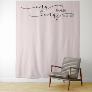 Mr. and Mrs. Blush Rose Wedding Backdrop