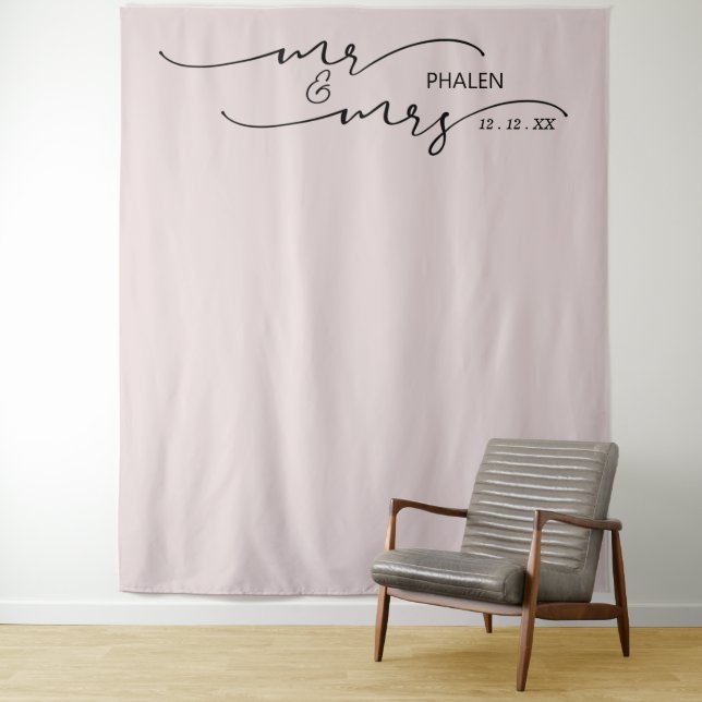 Mr. and Mrs. Blush Rose Wedding Backdrop (In Situ)