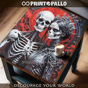 Mr and Mrs Bones in love - Skull and skeleton Tissue Paper