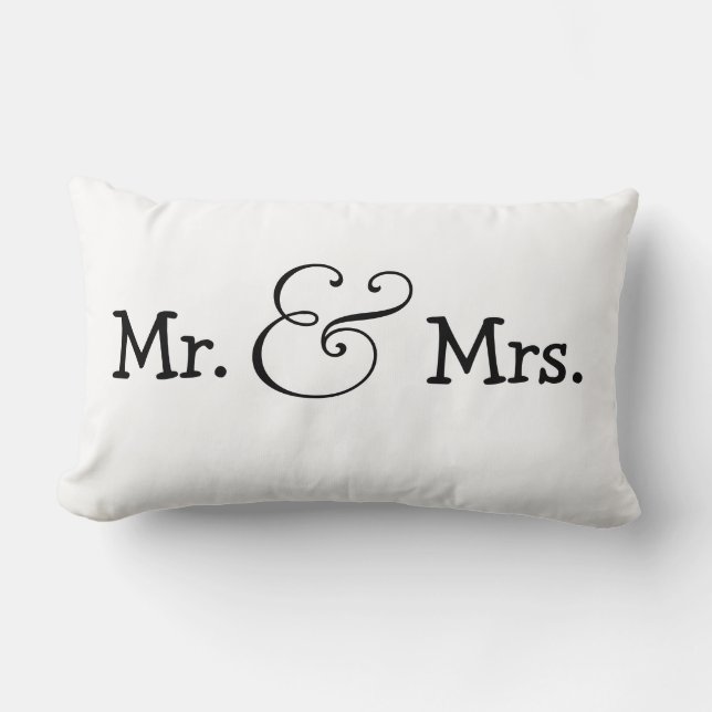 Mr and Mrs Bride And Groom Wedding Gift Lumbar Pillow (Front)