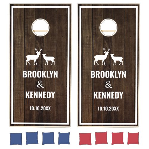 Mr And Mrs Bride Groom Newlywed Couple Rustic Wood Cornhole Set