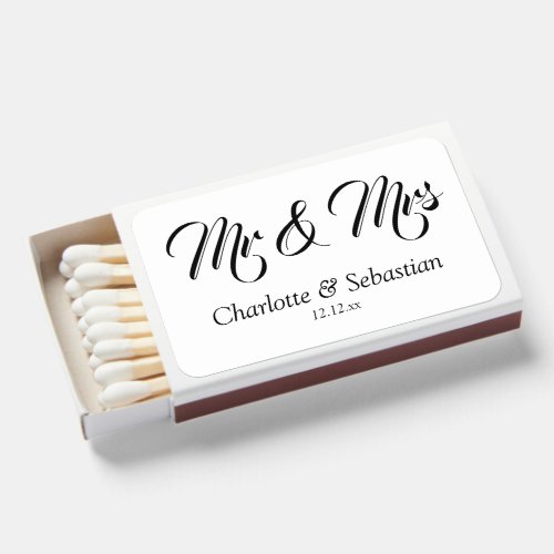 Mr and Mrs Bride Groom Personalized Wedding Matchboxes