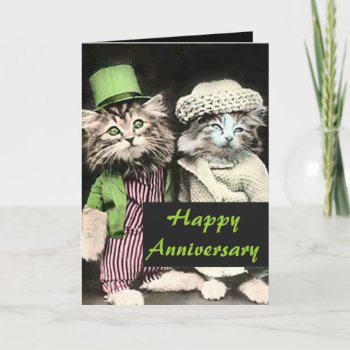 Mr And Mrs Cat Anniversary Card by CelebrationSensation at Zazzle