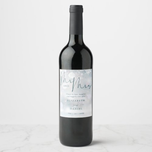 Mr And Mrs Cheers To Love Winter Wedding Wine Label