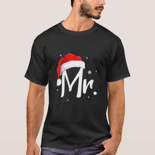 Mr And Mrs Christmas Santa Claus Matching His He T_Shirt