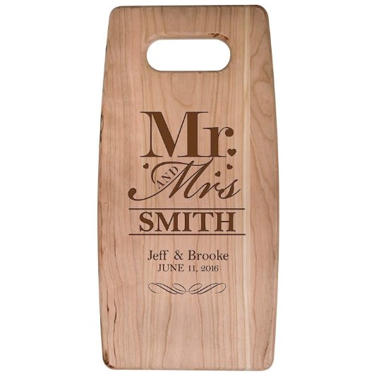 Mr. and Mrs. Classy Cherry Wood Cutting Board (Front)