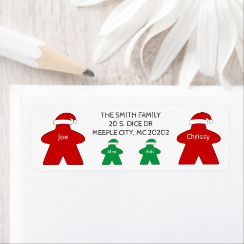 Mr and Mrs Claus  2 Elves Family of 4 Red Green Label