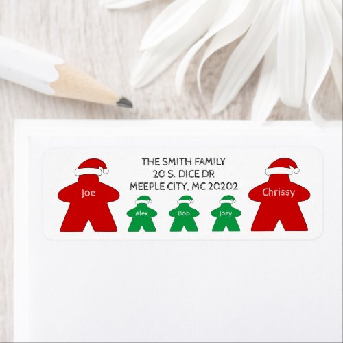 Mr and Mrs Claus and 3 Elves Family Red  Green Label