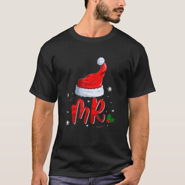Mr-And-Mrs-Claus Christmas Couples Matching Pajama T-Shirt (Front)
