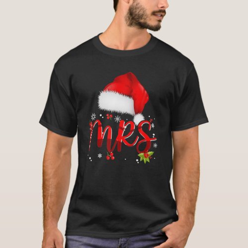 Mr And Mrs Claus Christmas Matching Couples Pajama T_Shirt