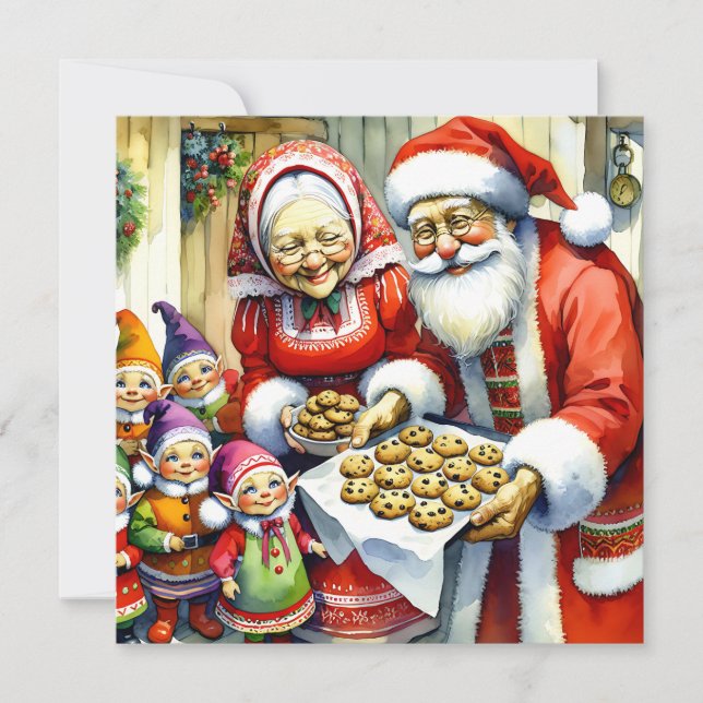 Mr and Mrs Claus,  Cookie and Elves Christmas (Front)