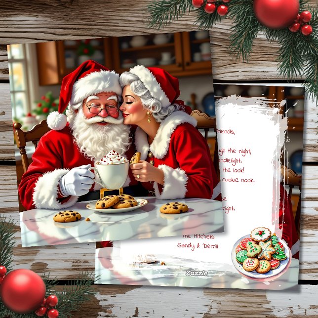 Mr and Mrs Claus Cookies, Hot Chocolate Christmas Holiday Card (Creator Uploaded)