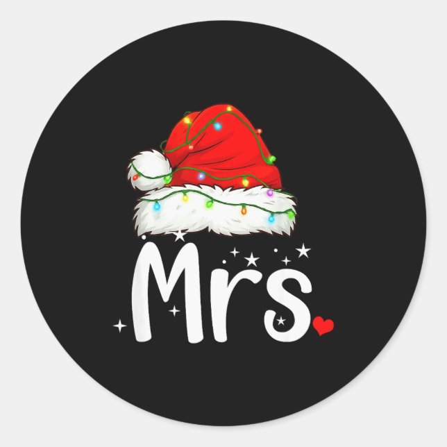 Mr And Mrs Claus Couples Matching Christmas Pajama Classic Round Sticker (Front)