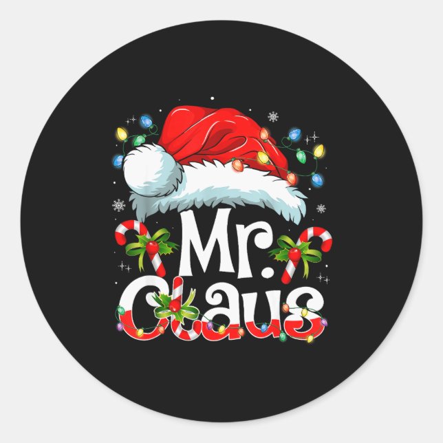 Mr And Mrs Claus Couples Matching Christmas Pajama Classic Round Sticker (Front)