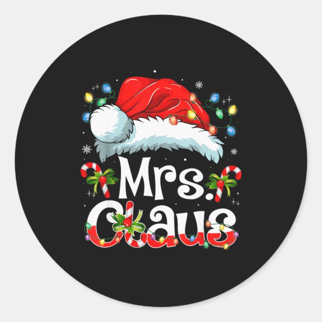 Mr And Mrs Claus Couples Matching Christmas Pajama Classic Round Sticker (Front)