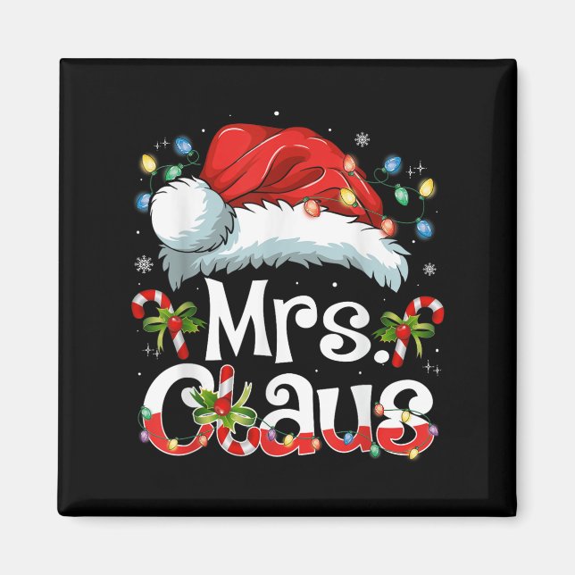 Mr And Mrs Claus Couples Matching Christmas Pajama Magnet (Front)