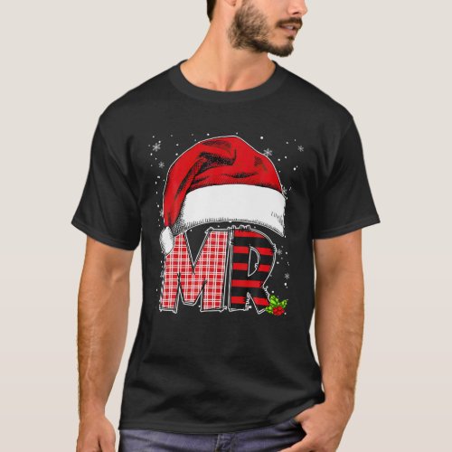 Mr And Mrs Claus Couples Santa Hat Christmas Pajam T_Shirt