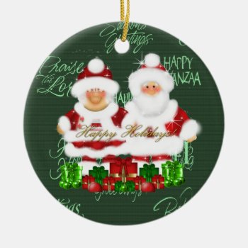 Mr. And Mrs. Claus Ornament by doodlesfunornaments at Zazzle