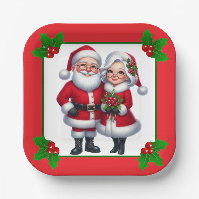 Mr. And Mrs. Claus  Paper Plates (Front)