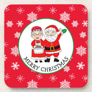 Mr and Mrs Claus, Personalized Christmas Beverage Coaster