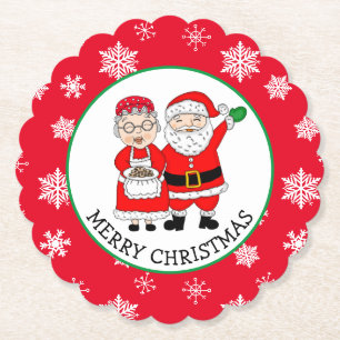 Mr and Mrs Claus, Personalized Christmas Paper Coaster