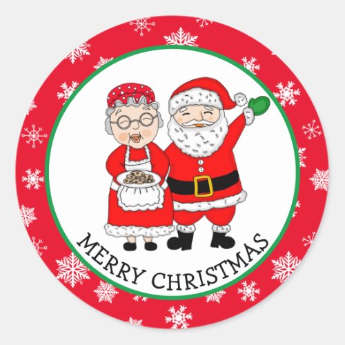 Mr and Mrs Claus Santa Christmas Classic Round Sticker