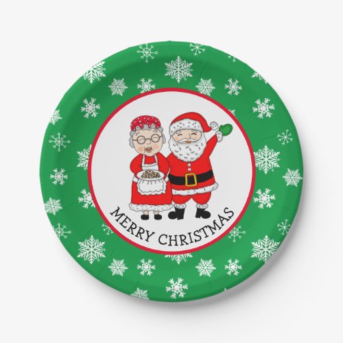 Mr and Mrs Claus Santa Merry Christmas   Paper Plates