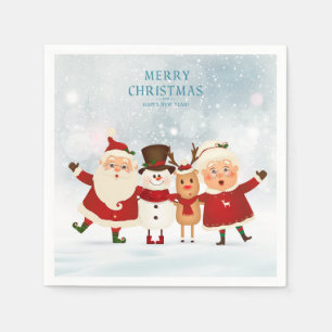 Mr and Mrs Claus Snowman and Reindeer  Napkins