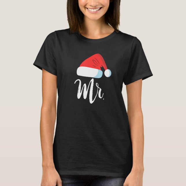Mr And Mrs Clause Couples Matching Christmas Santa T-Shirt (Front)