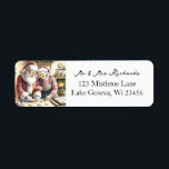 Mr and Mrs Clause Cute Christmas  Label<br><div class="desc">Cute old-fashioned personalized return address labels. Adorable for Christmas cards. Sweet vintage Mr and Mrs Santa Claus baking cookies in the kitchen. Cute ai art that gives you that nostalgic Christmas vibe.</div>