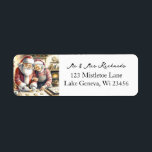 Mr and Mrs Clause Cute Christmas  Label<br><div class="desc">Cute old-fashioned personalized return address labels. Adorable for Christmas cards. Sweet vintage Mr and Mrs Santa Claus baking cookies in the kitchen. Cute ai art that gives you that nostalgic Christmas vibe.</div>