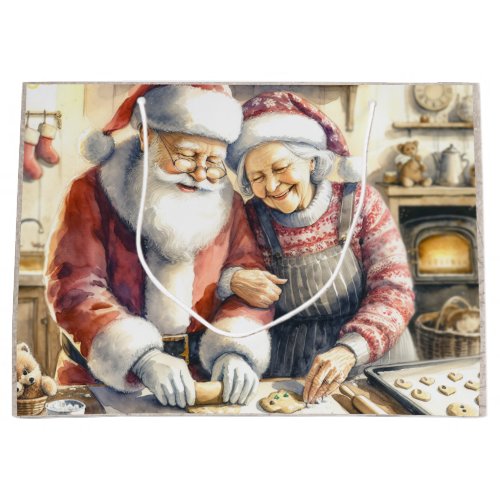 Mr and Mrs Clause Cute Christmas  Large Gift Bag