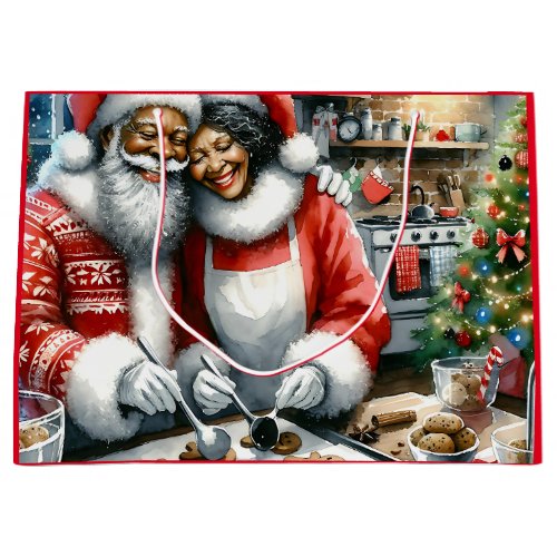 Mr and Mrs Clause Cute Christmas  Large Gift Bag