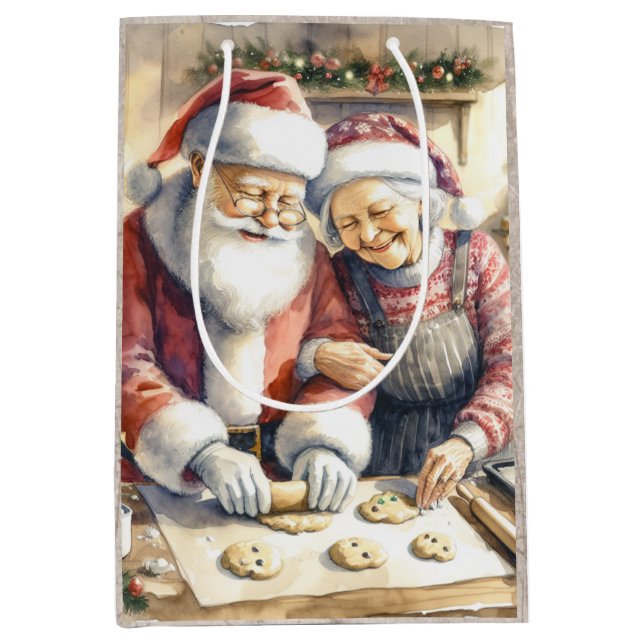 Mr and Mrs Clause Cute Christmas  Medium Gift Bag (Front)
