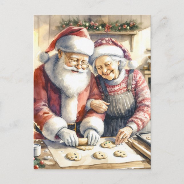Mr and Mrs Clause Cute Christmas Personalized Holiday Postcard (Front)