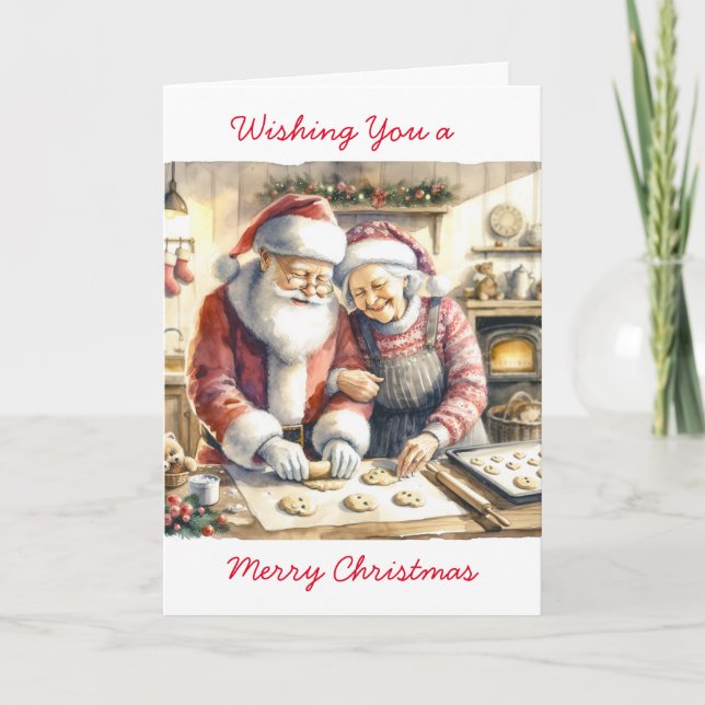 Mr and Mrs Clause Cute Personalized Christmas  Card (Front)