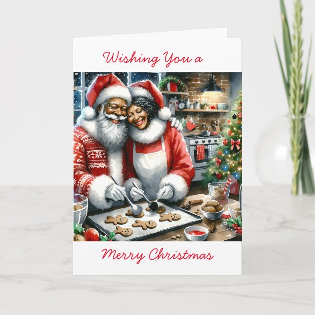Mr and Mrs Clause Cute Personalized Christmas  Card (Front)