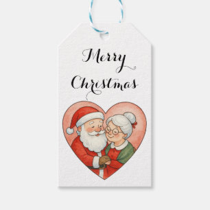Mr and Mrs Clause in a Heart Gift Tags