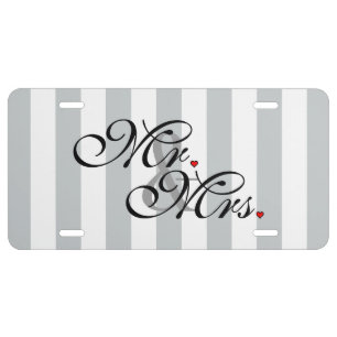 Mr. and Mrs. Click to Customize Color Stripes License Plate