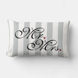 Mr. and Mrs. Click to Customize Color Stripes Lumbar Pillow