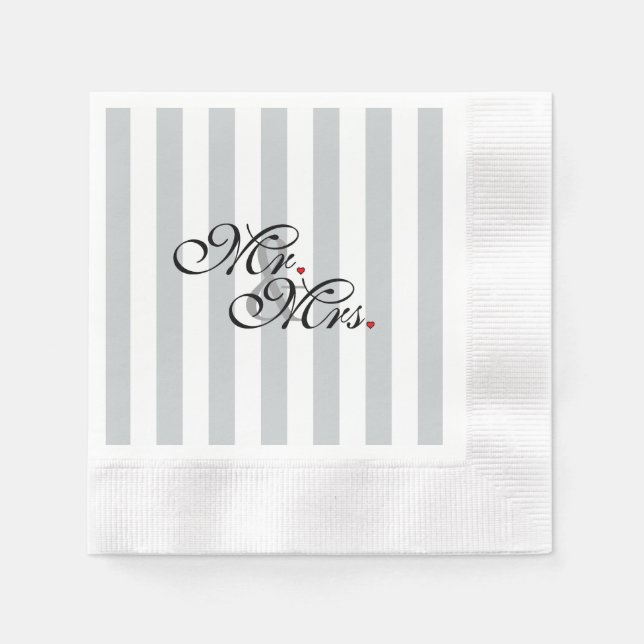 Mr. and Mrs. Click to Customize Color Stripes Napkins (Front)