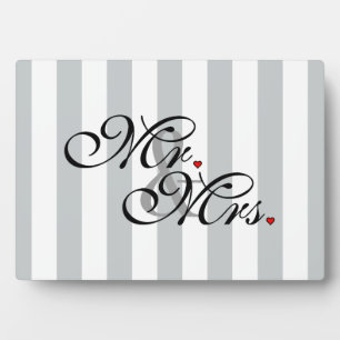 Mr. and Mrs. Click to Customize Color Stripes Plaque