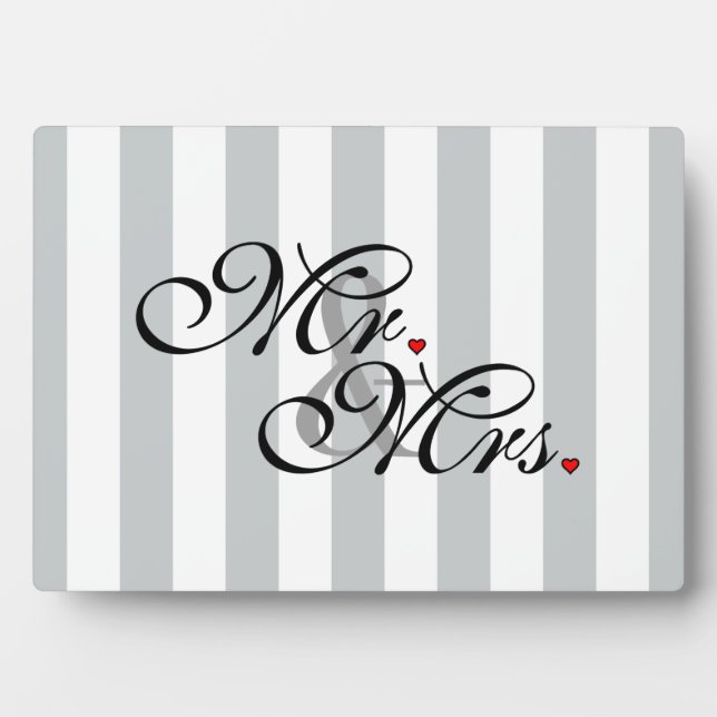 Mr. and Mrs. Click to Customize Color Stripes Plaque (Front)
