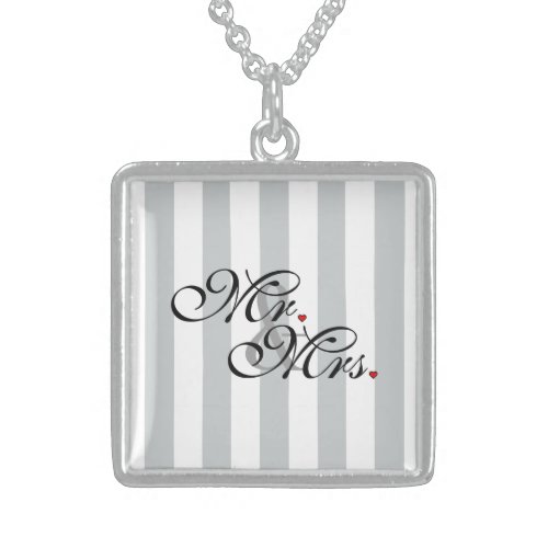 Mr and Mrs Click to Customize Color Stripes Sterling Silver Necklace