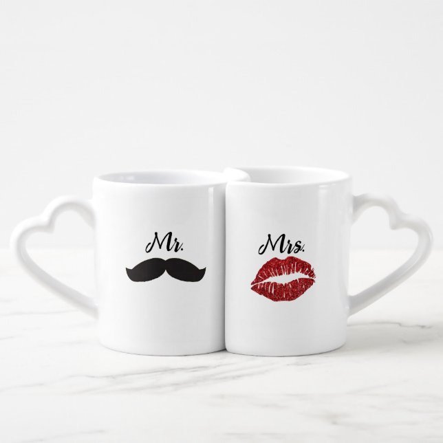 Mr. and Mrs. coffee mug, couple lovers Mug Set (Front Nesting)