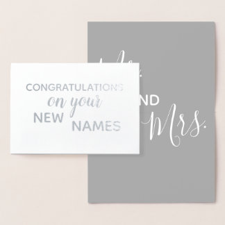 Mr. and Mrs. Congratulations Elegant Brushstroke Foil Card