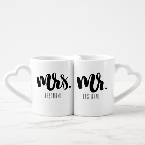 Mr and Mrs Connecting Heart Mugs