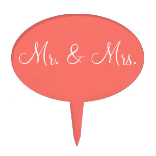 Mr. and Mrs. Coral Cake Picks