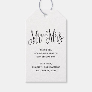Mr and Mrs country thank you. Rustic wedding Gift Tags