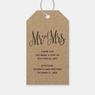 Mr and Mrs country thank you. Rustic wedding Gift Tags